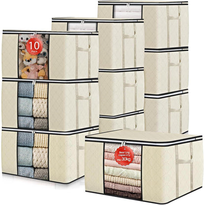 90L Aufbewahrungstasche mit Fenster, 10er Set, Beige