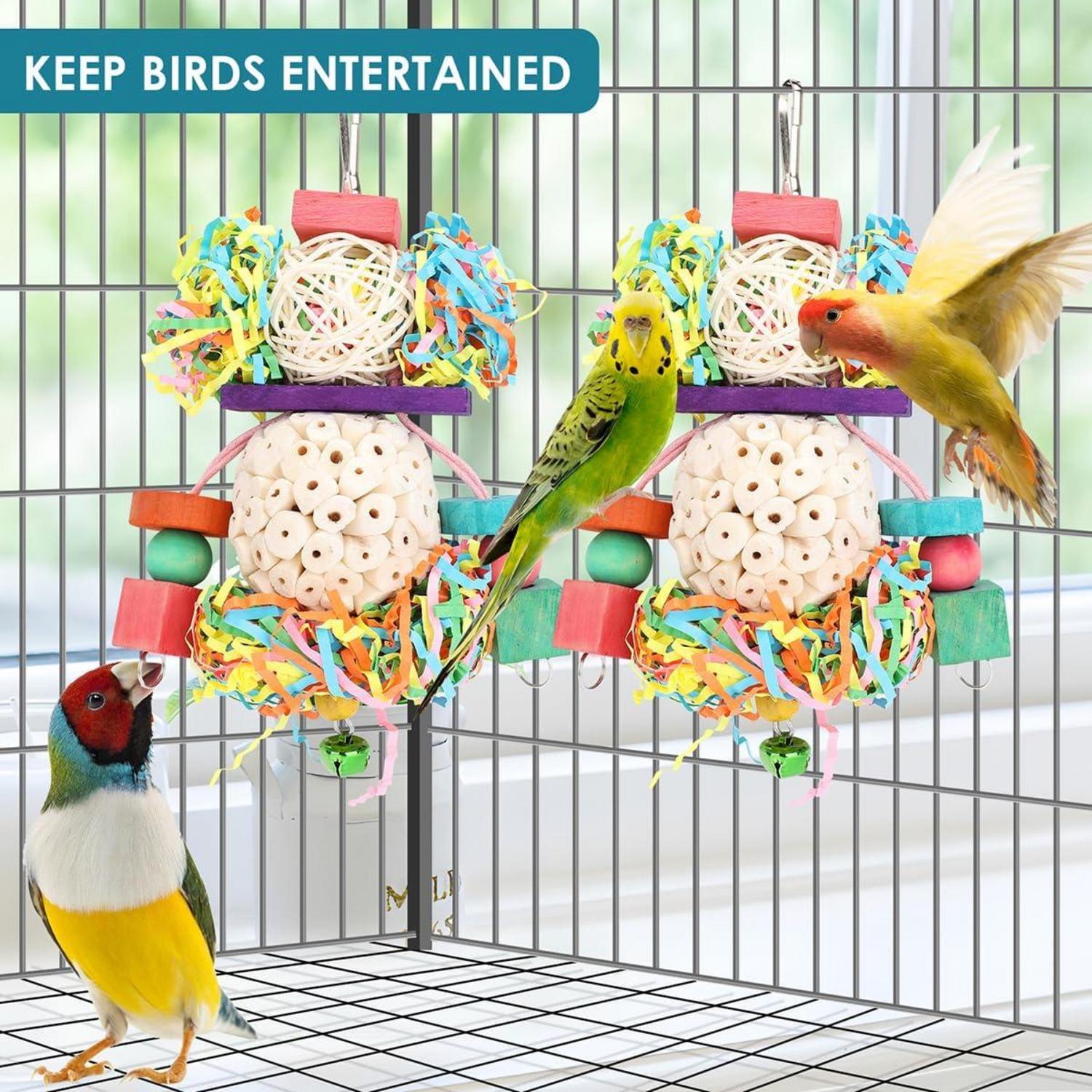 BBjinronjy Conure Vogelspielzeug zum Aufhängen - Natur Sola-Ball Kauspielzeug - Papageien, Nymphensittiche, Sittiche, Wellensittiche & kleine Vögel