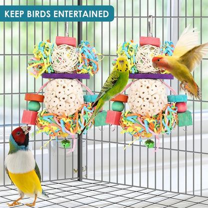 BBjinronjy Conure Vogelspielzeug zum Aufhängen - Natur Sola-Ball Kauspielzeug - Papageien, Nymphensittiche, Sittiche, Wellensittiche & kleine Vögel