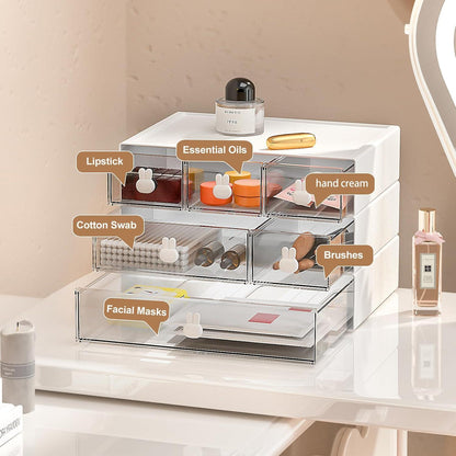 Schubladenbox Organizer Stapelbar Makeup Schmuck Büro Weiß 3er