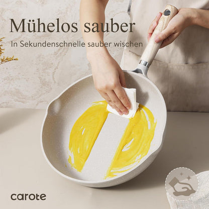 CAROTE Topfset Pfannenset 6-Teilig Antihaftversiegelung Induktion White
