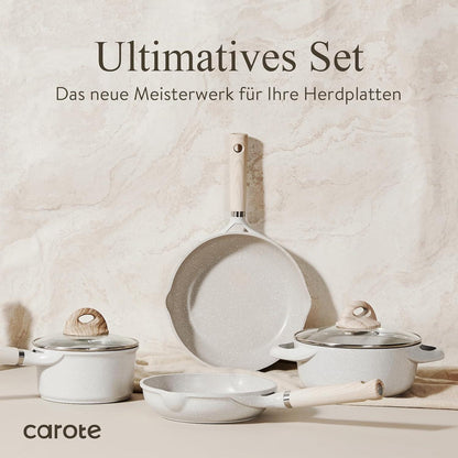 CAROTE 6-teiliges Topf- und Pfannenset, Pfannen 24/20cm, Stielkasserolle 1.5L