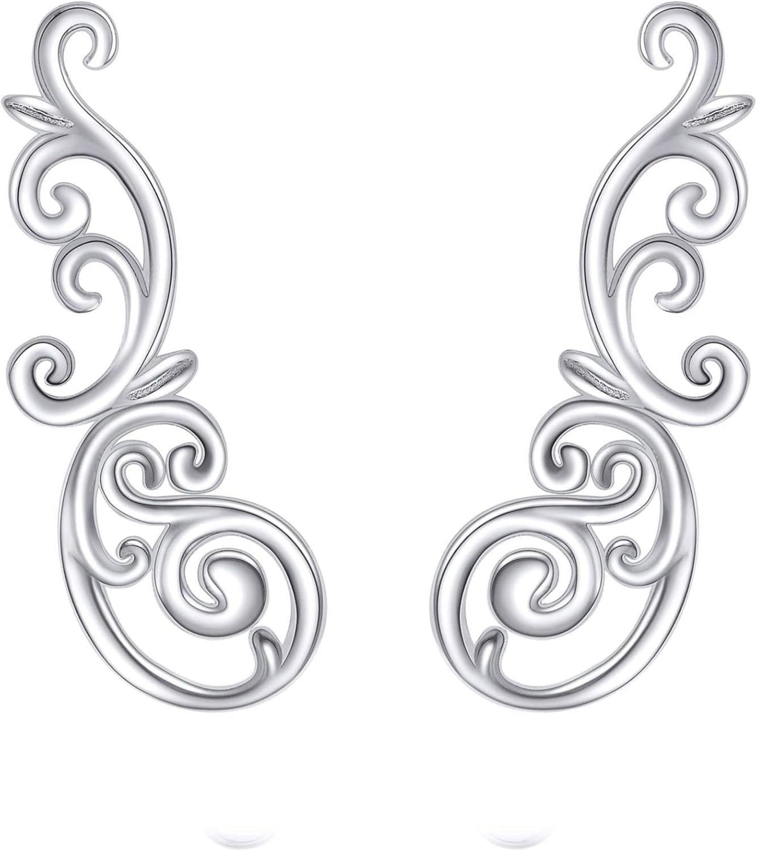 Filigrane Vintage Kletterohrringe Sterlingsilber Blattkriecher Mädchen