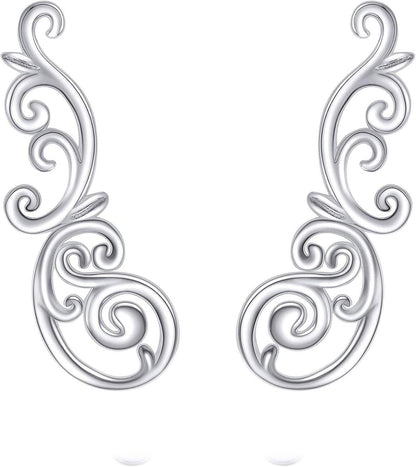 Filigrane Vintage Kletterohrringe Sterlingsilber Blattkriecher Mädchen