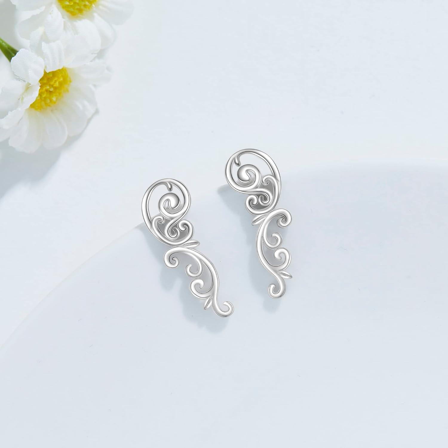 Vintage Kletterohrringe Sterlingsilber Blattkriecher Ohrringe Mädchen