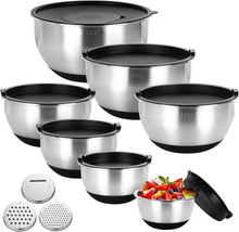 Edelstahl Schüssel Set 7-teilig mit Deckel & Reibenaufsätzen