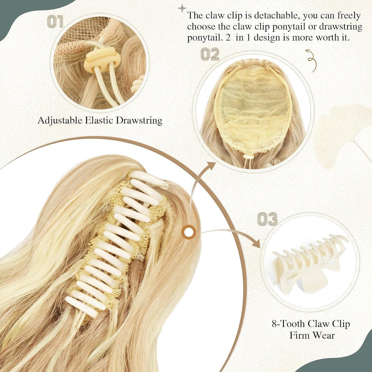Lockiger Pferdeschwanz Clip-in Haarverlängerung – Blond & Brauntöne