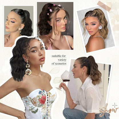 Lockiger Pferdeschwanz Clip-in Haarverlängerung – Blond & Brauntöne