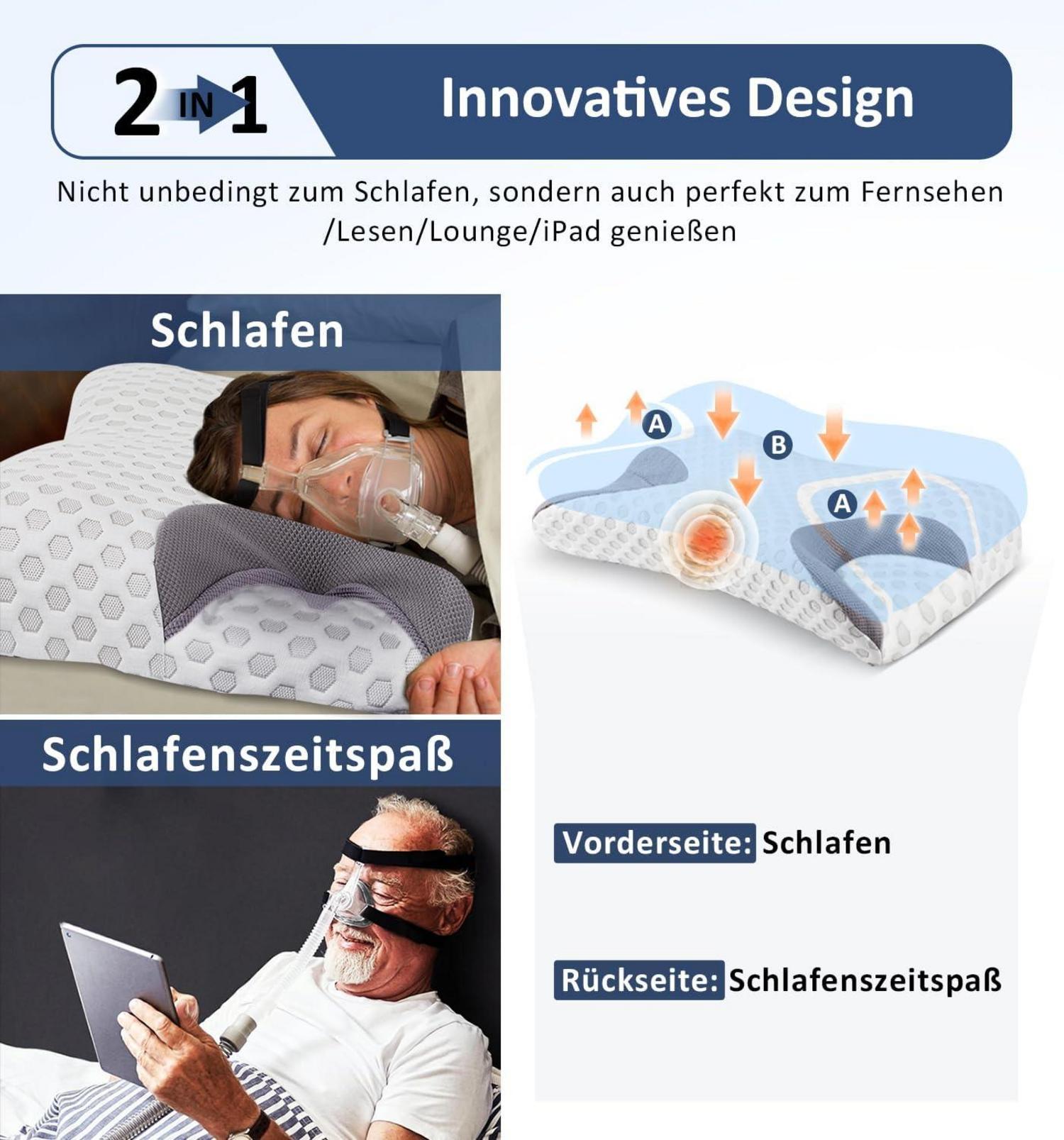 Hydomi CPAP-Kissen für Seitenschläfer - Memory Foam - Nackenstützkissen - 02-Standard