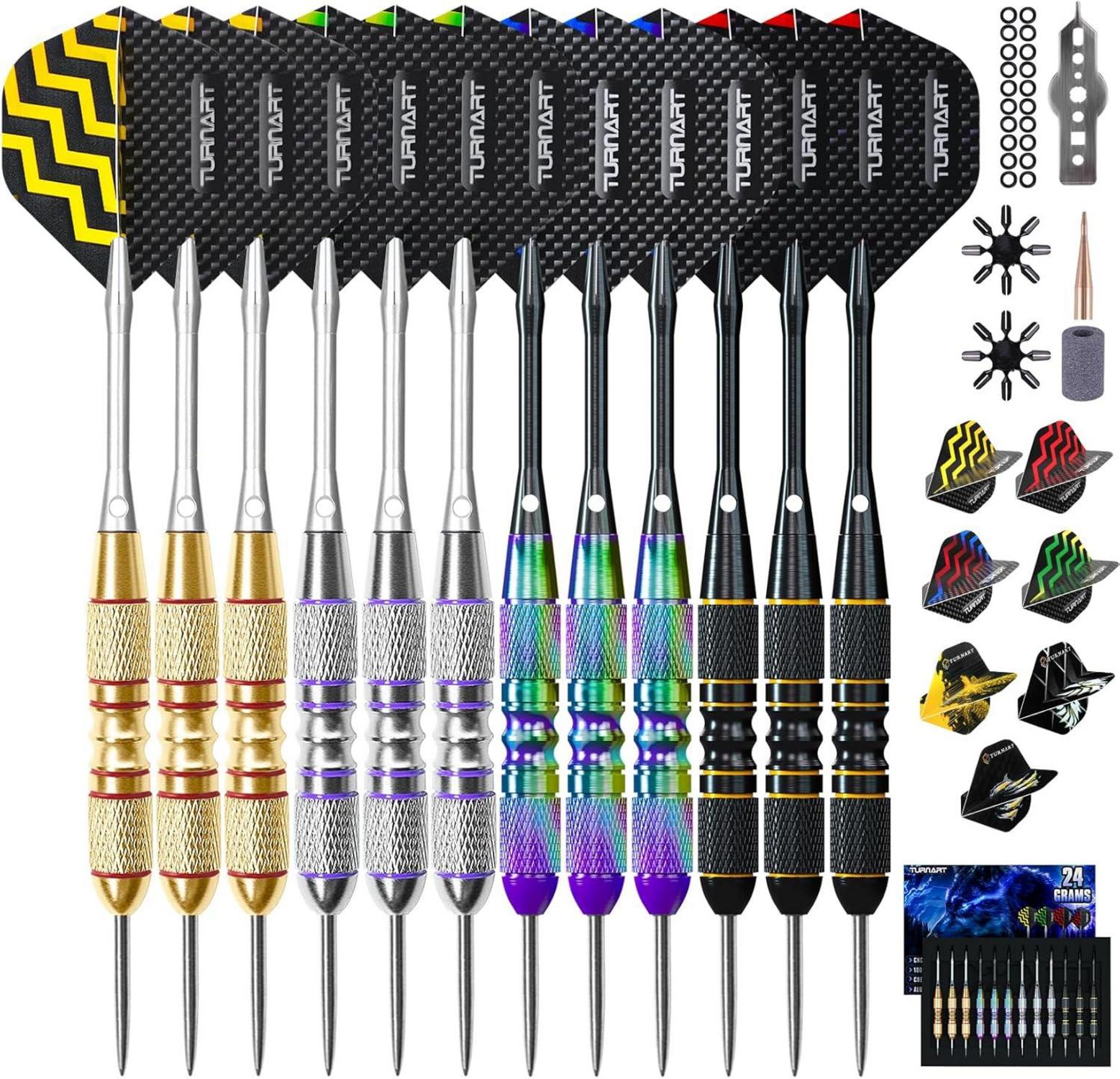 Profi Steeldarts mit Metallspitze, 12 Stück im Dart Case