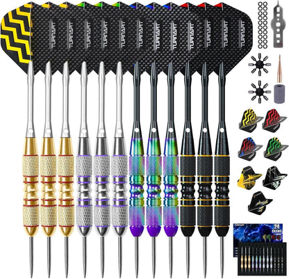 Profi Steeldarts mit Metallspitze, 12 Stück im Dart Case