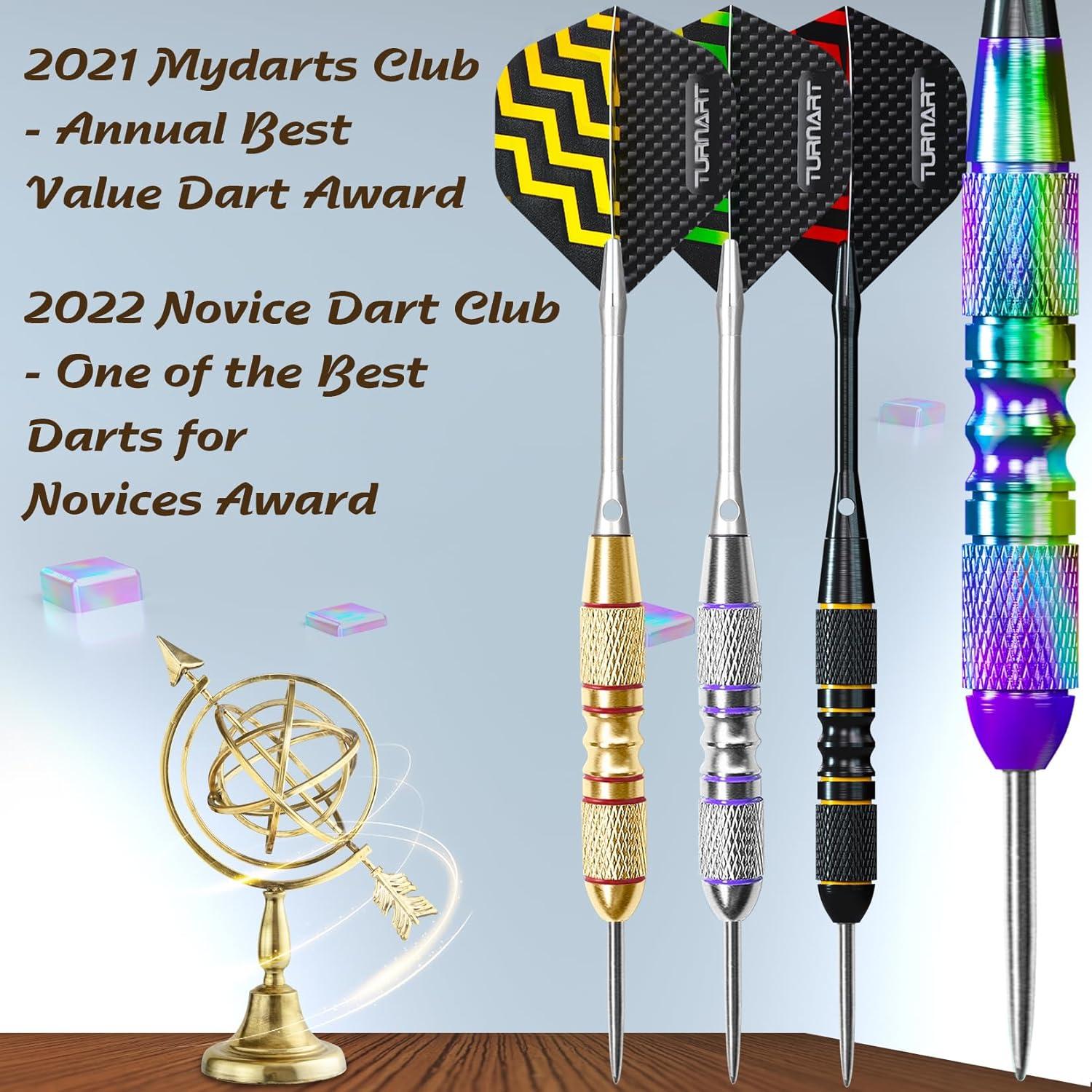 12 Profi Steeldarts mit Schwarzer Box - Metallspitze & EVA Schaum