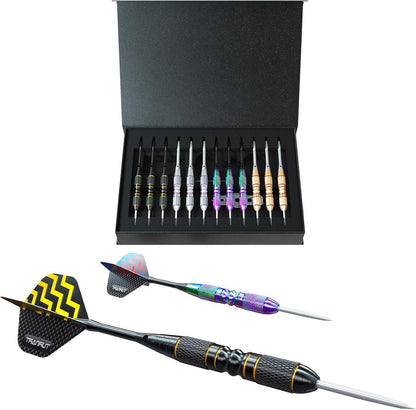 Turnart Dartpfeile Set Profi Steeldarts mit Metallspitze und Dart Case