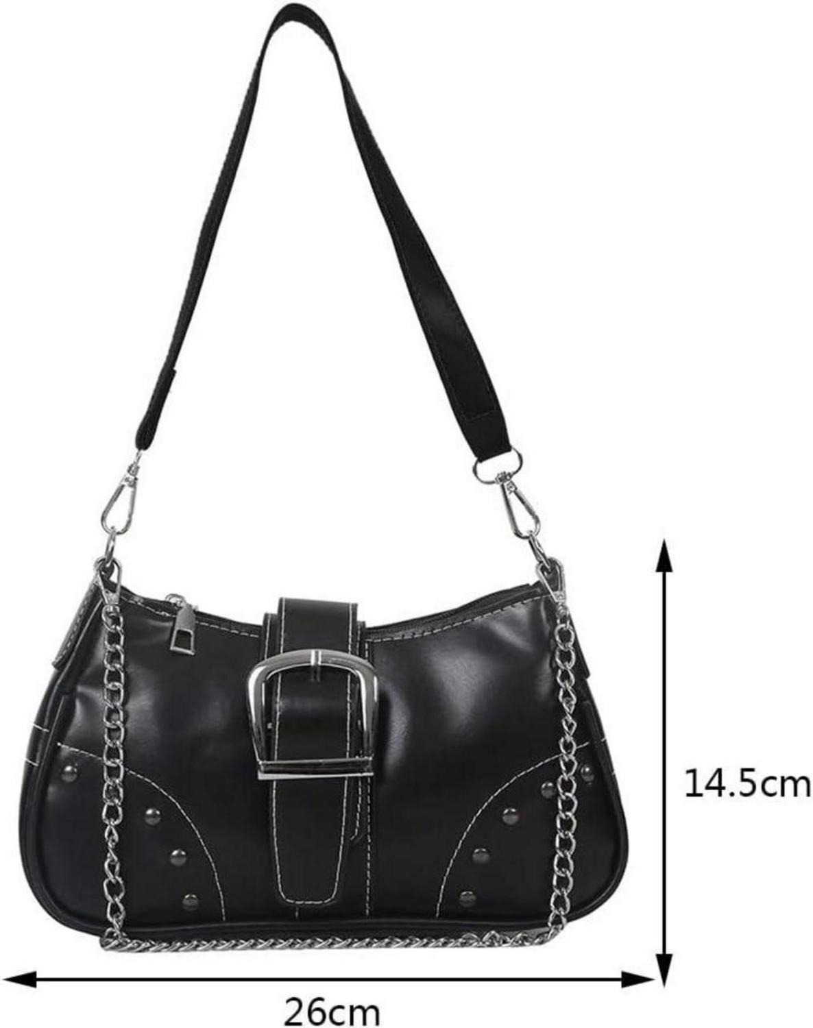 TIAASTAP Umhängetasche Damen Klein Handtasche Leder Schultertasche Vintage Y2k A-schwarz