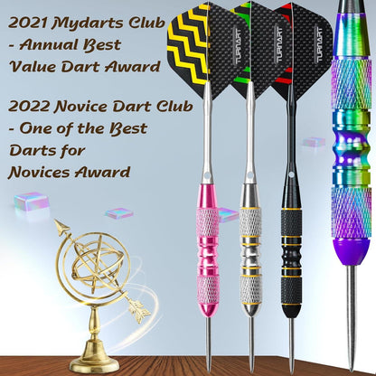 Turnart Profi Steeldarts 12 Stück Metallspitze Dart Case inkl. EVA-Rosa