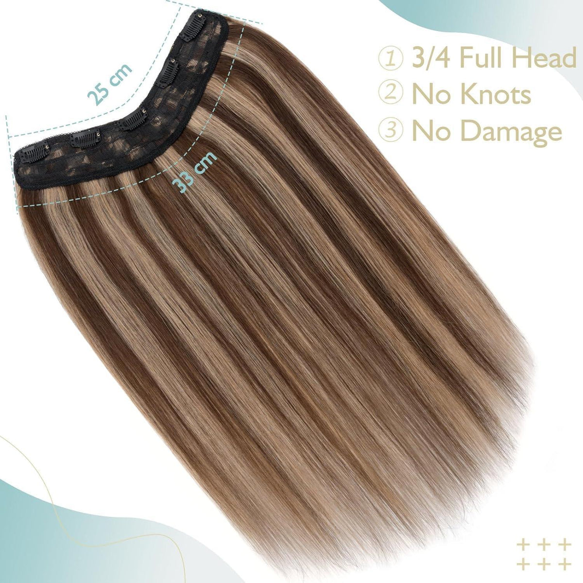 Clip-in Echthaarverlängerung Braun Balayage 55 cm