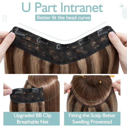 Clip-in Echthaarverlängerung Braun Balayage 55 cm
