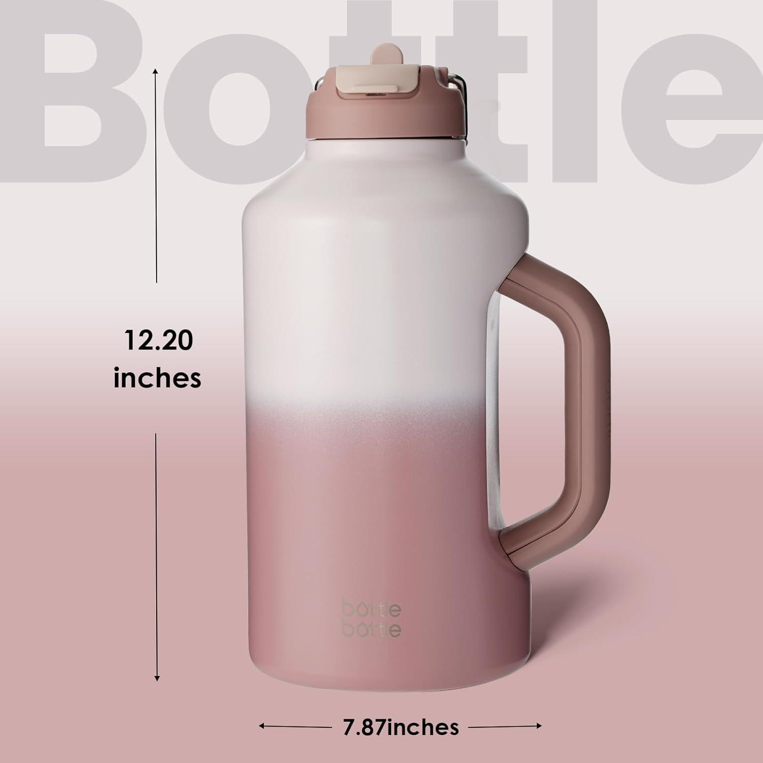 Isolierte Wasserflasche mit Strohhalm, doppeltem Deckel