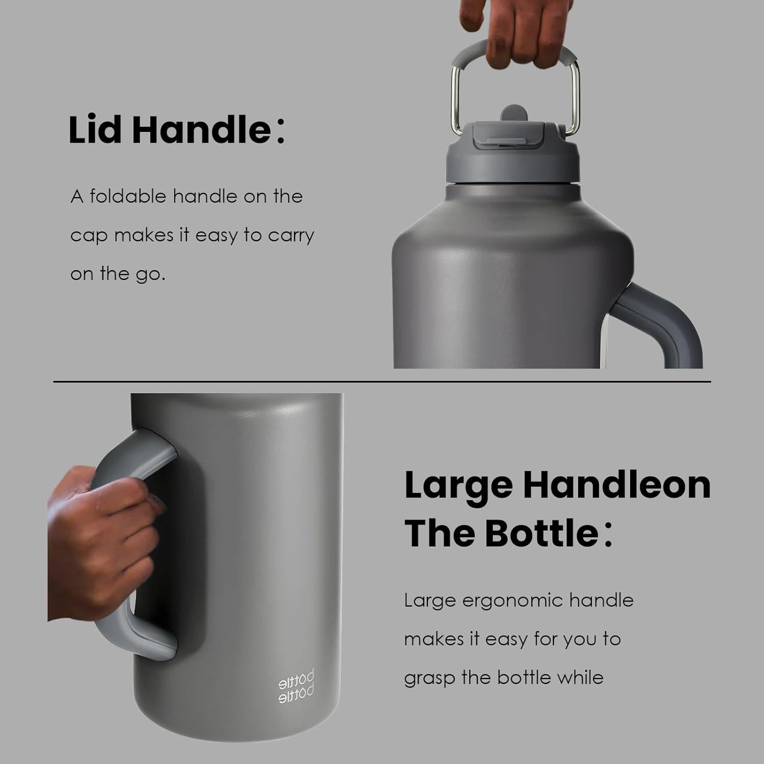 Isolierte Wasserflasche mit Strohhalm und doppeltem Deckel für Sport