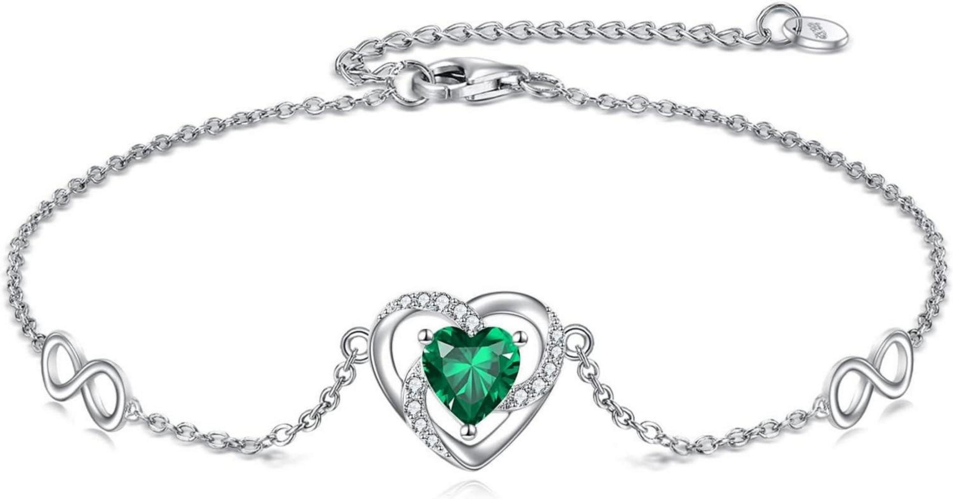 Smaragd Herz Armband mit Unendlichkeitszeichen für Damen