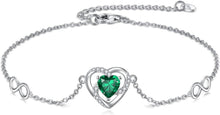 Smaragd Herz Armband mit Unendlichkeitszeichen für Damen