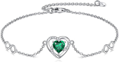 Smaragd Herz Armband mit Unendlichkeitszeichen für Damen