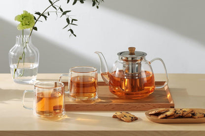 1100ml Glas Teekanne mit Infuser Edelstahlsieb für losen Tee