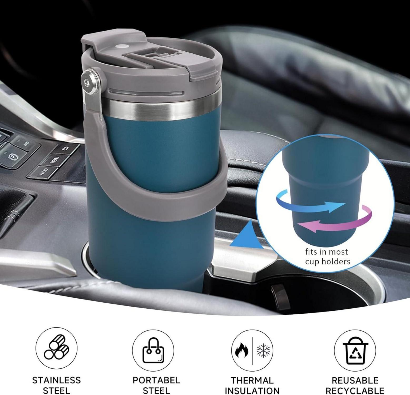 Riley Joy Thermobecher 900ml mit Strohhalm und Deckel, Blau