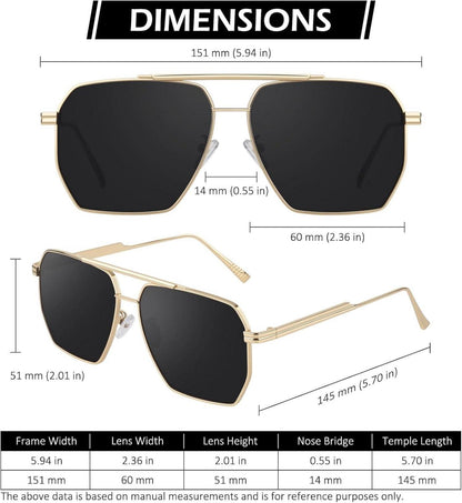 Damen Sonnenbrille Polarisiert Retro Mode UV400 Groß Quadratisch