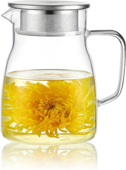 CNGLASS Glas-Teekanne mit Sieb 800ml HerdsicherFalse