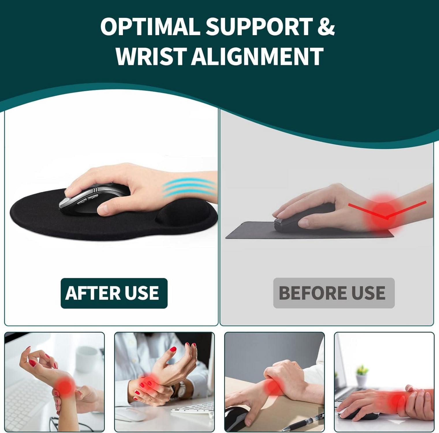 Ergonomisches Mousepad mit Gelkissen für Laptop und Gaming, rutschfeste Handauflage
