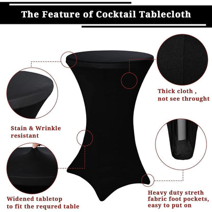 8er-Set Stretch Stehtisch Husse für Bistrotisch Ø 80-85 cm Schwarz