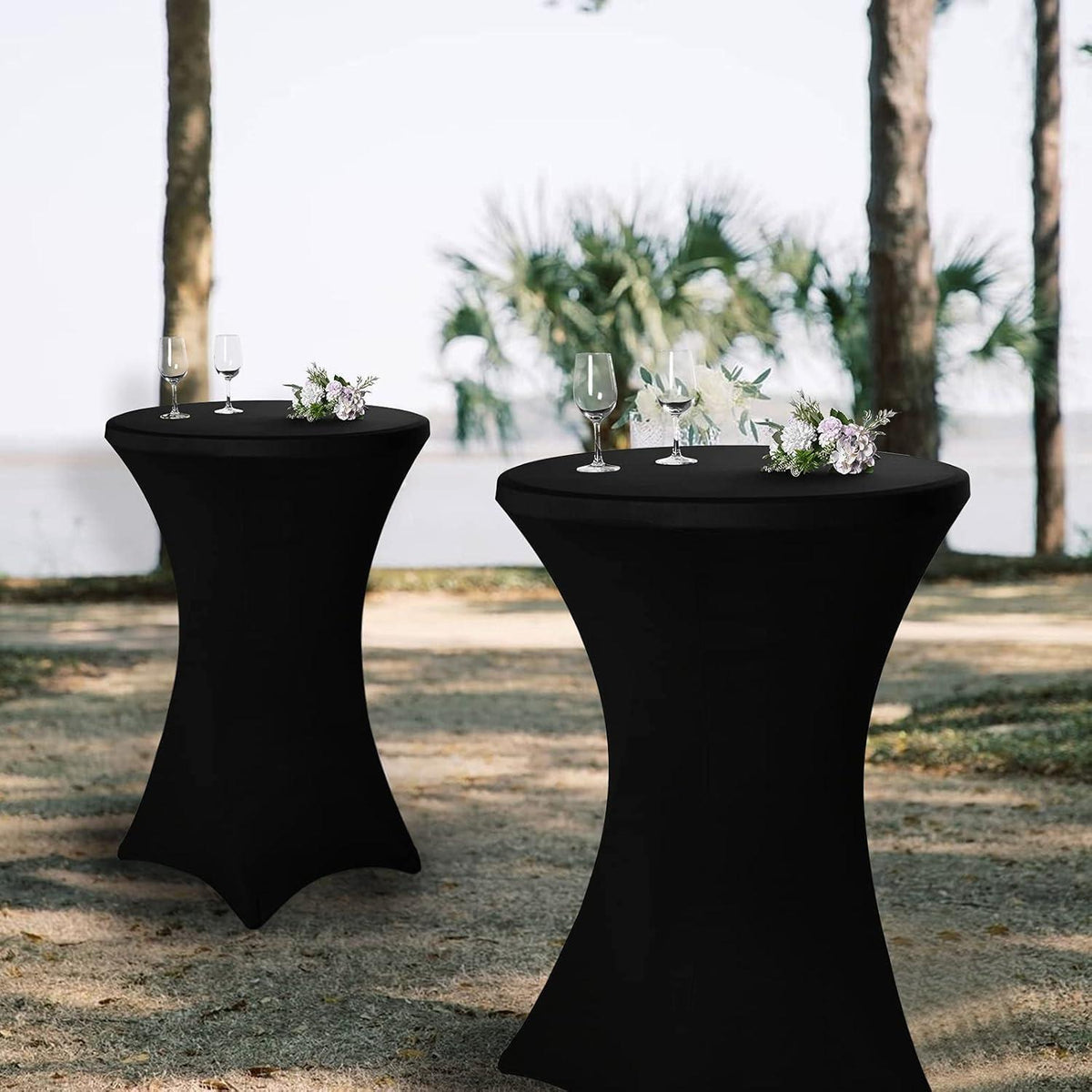 8er-Set Stretch Stehtisch Husse für Bistrotisch Ø 80-85 cm Schwarz
