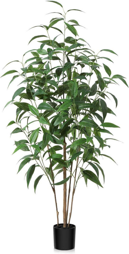 Kunstpflanzen Groß 125 cm im Topf Deko Wohnzimmer Balkon Eukalyptus