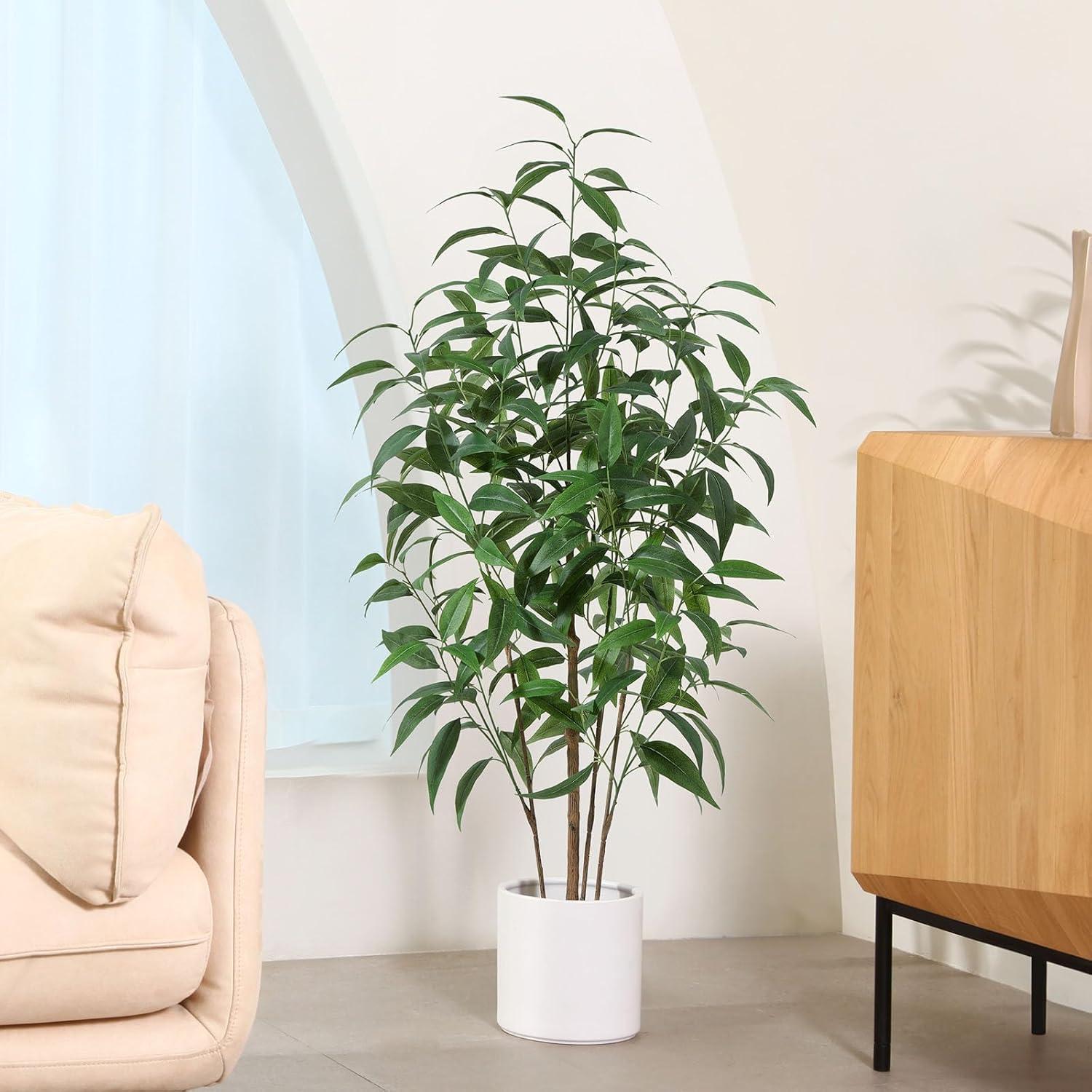 CROSOFMI Künstliche Pflanzen Groß 125 cm Deko Wohnzimmer