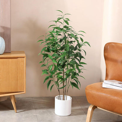 Kunstpflanzen Groß 125 cm im Topf Deko Wohnzimmer Balkon Eukalyptus