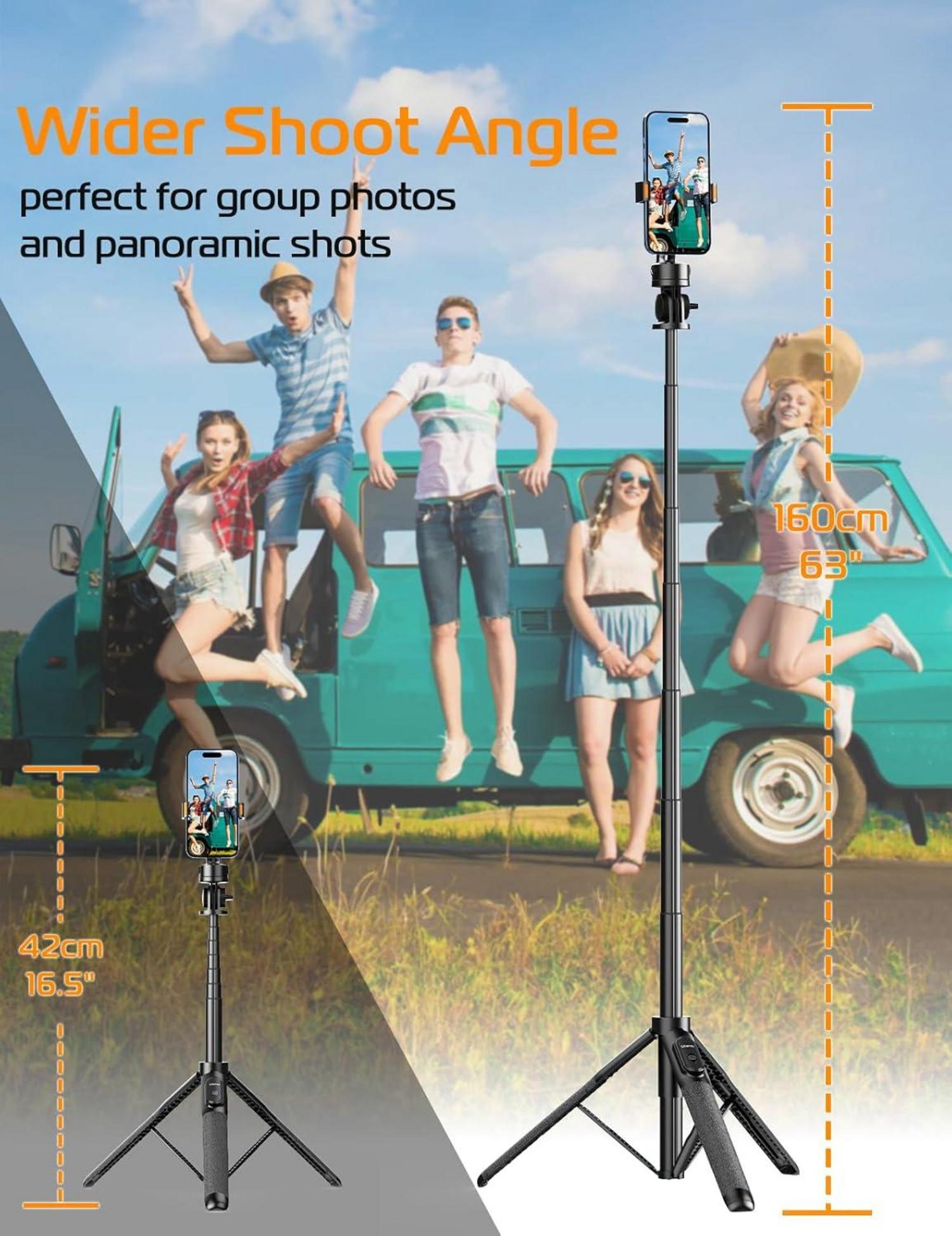 Handy Stativ Selfie Stick 160cm Tragbar Bluetooth iPhone Kamera