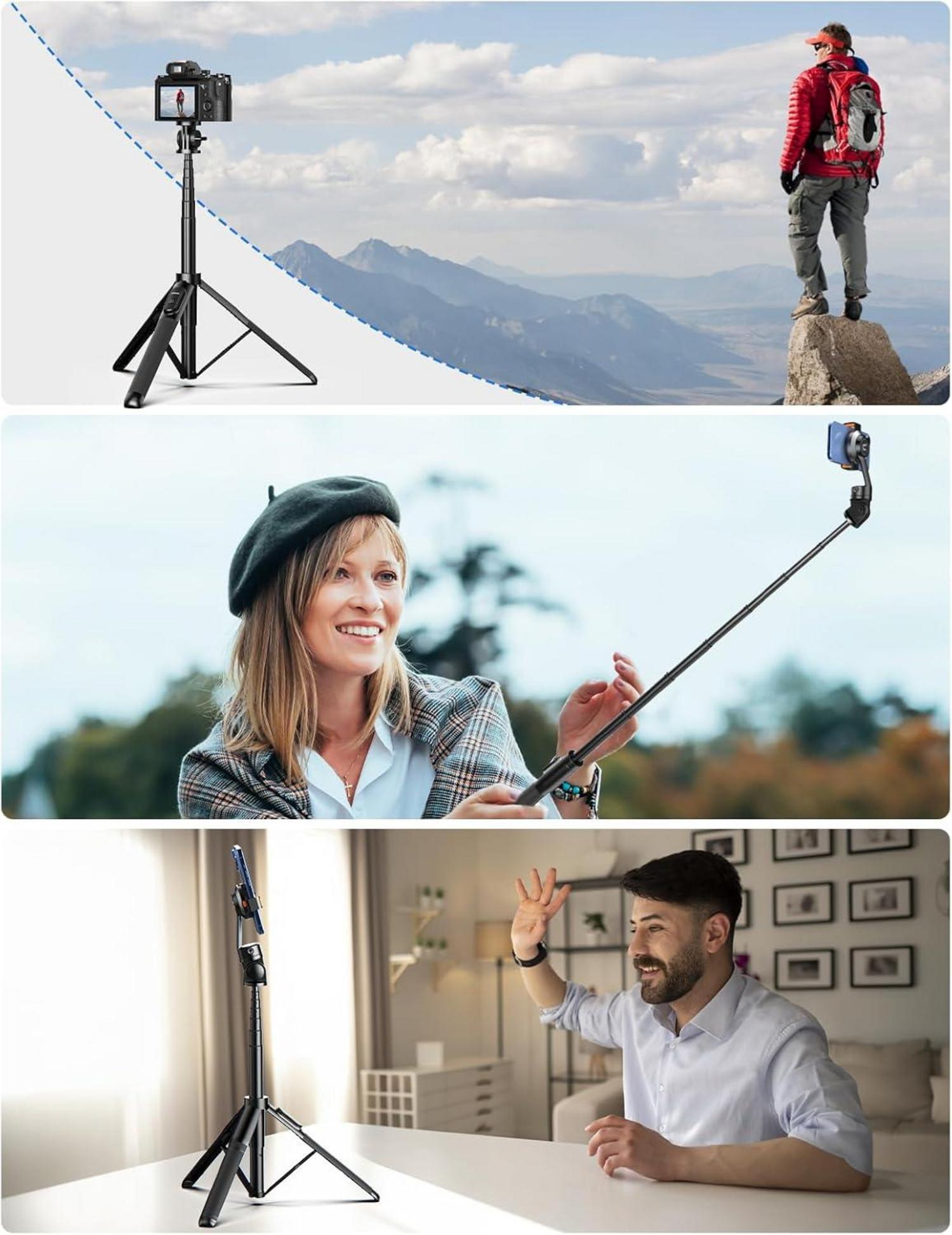 Handy Stativ mit Bluetooth Selfie Stick Tragbar MagSafe Halter für