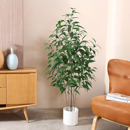 Kunstpflanzen 155 cm Plastik Fake Plant Deko Wohnzimmer Balkon