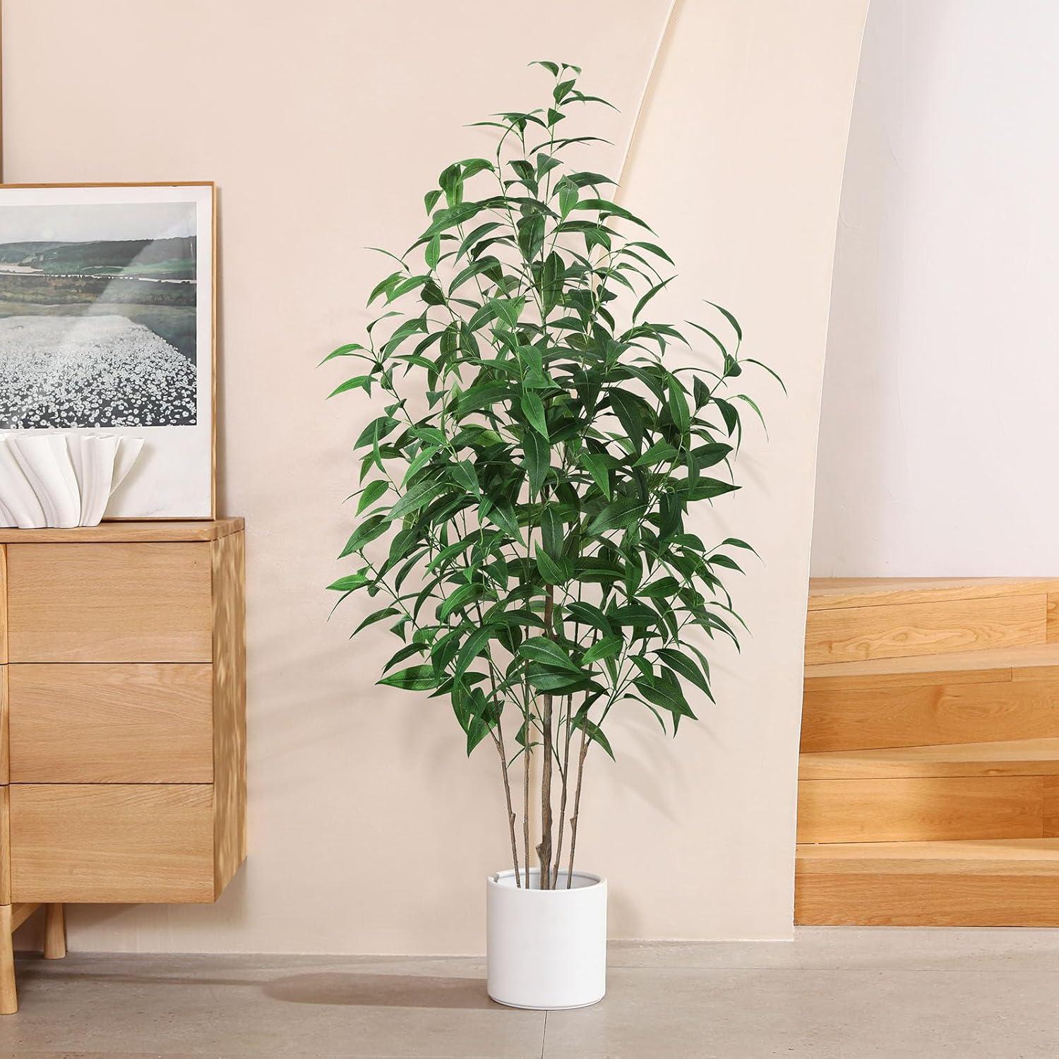 Künstliche Pflanzen Groß 155 cm Kunstpflanzen im Topf Fake Plant Wohnzimmer Balkon