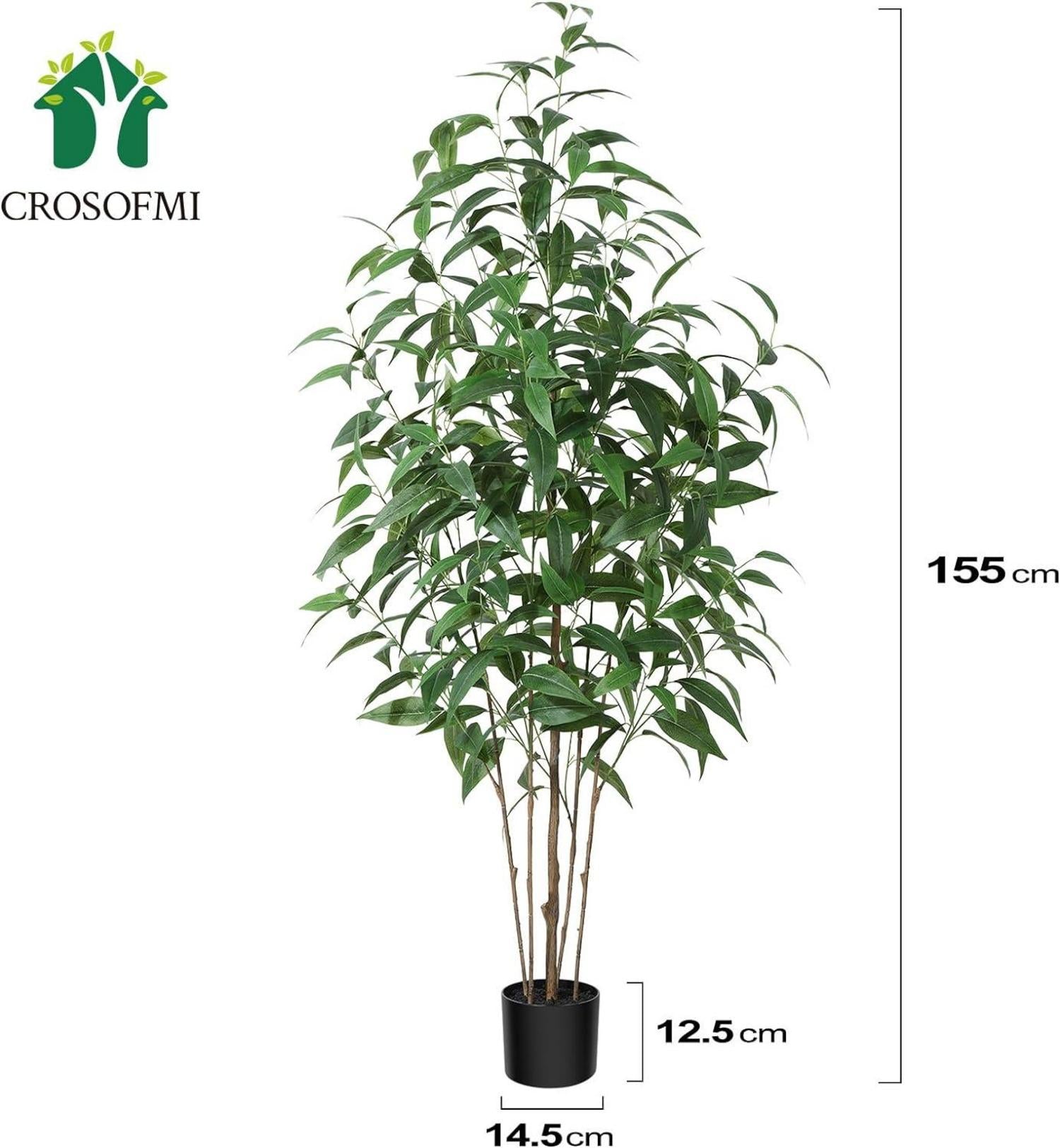 Kunstpflanzen 155 cm Groß Plastik Fake Plant Deko Wohnzimmer Balkon