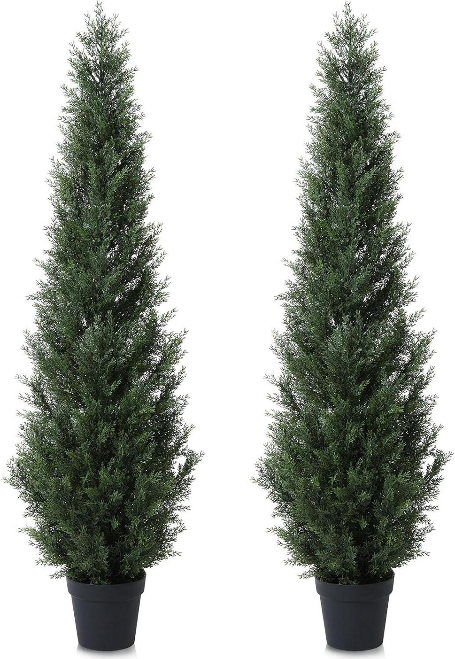 Künstlicher Zedernbaum 155 cm im Topf 2er Pack für Außendekoration
