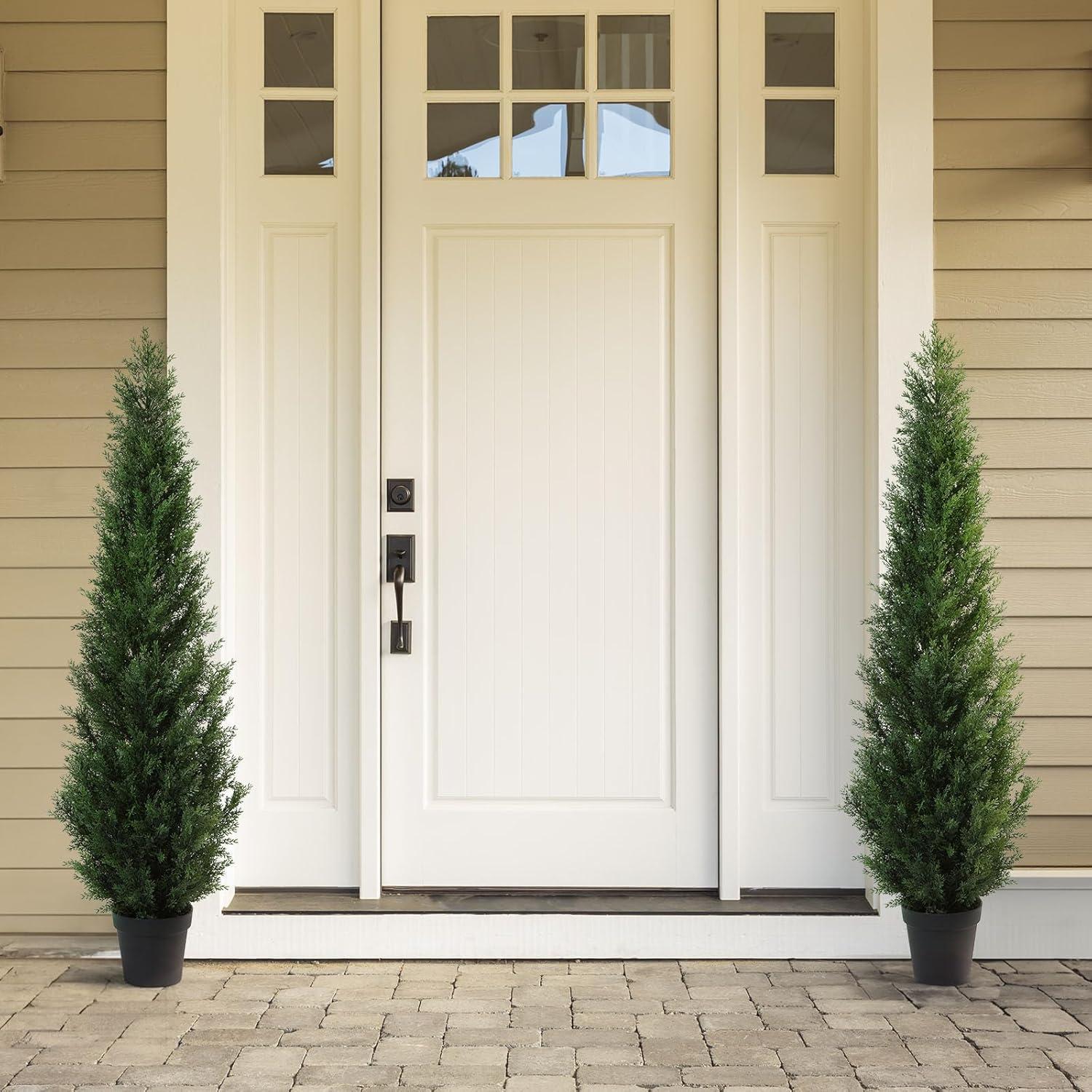 Künstlicher Zedernbaum 155 cm im Topf 2er Pack für Außendekoration
