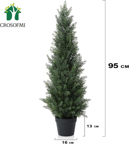 Künstlicher Zedernbaum 95 cm Groß Kunstpflanzen im Topf – 2er Pack