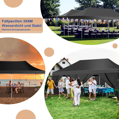 COBIZI Faltpavillon 3x6m wasserdicht stabil Gartenpavillon 6 Seitenwänden