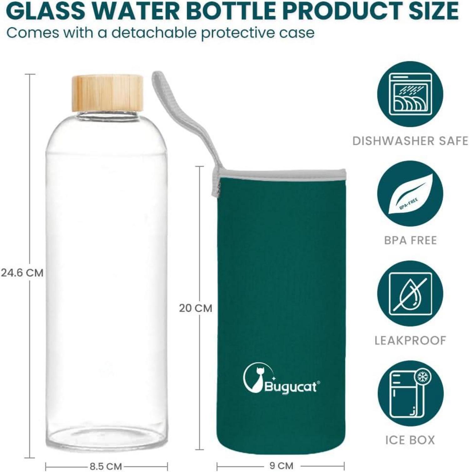 Bugucat Glasflasche 1 Liter - Trinkflasche aus