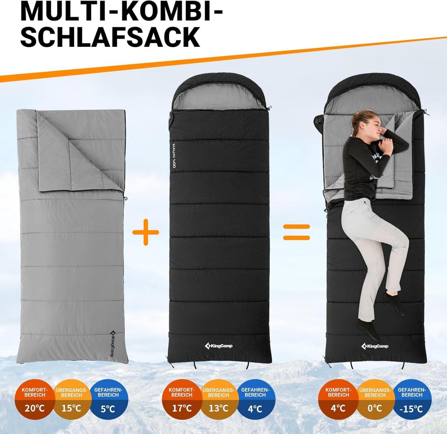 KingCamp 3-in-1 Flanellschlafsack XXL für
