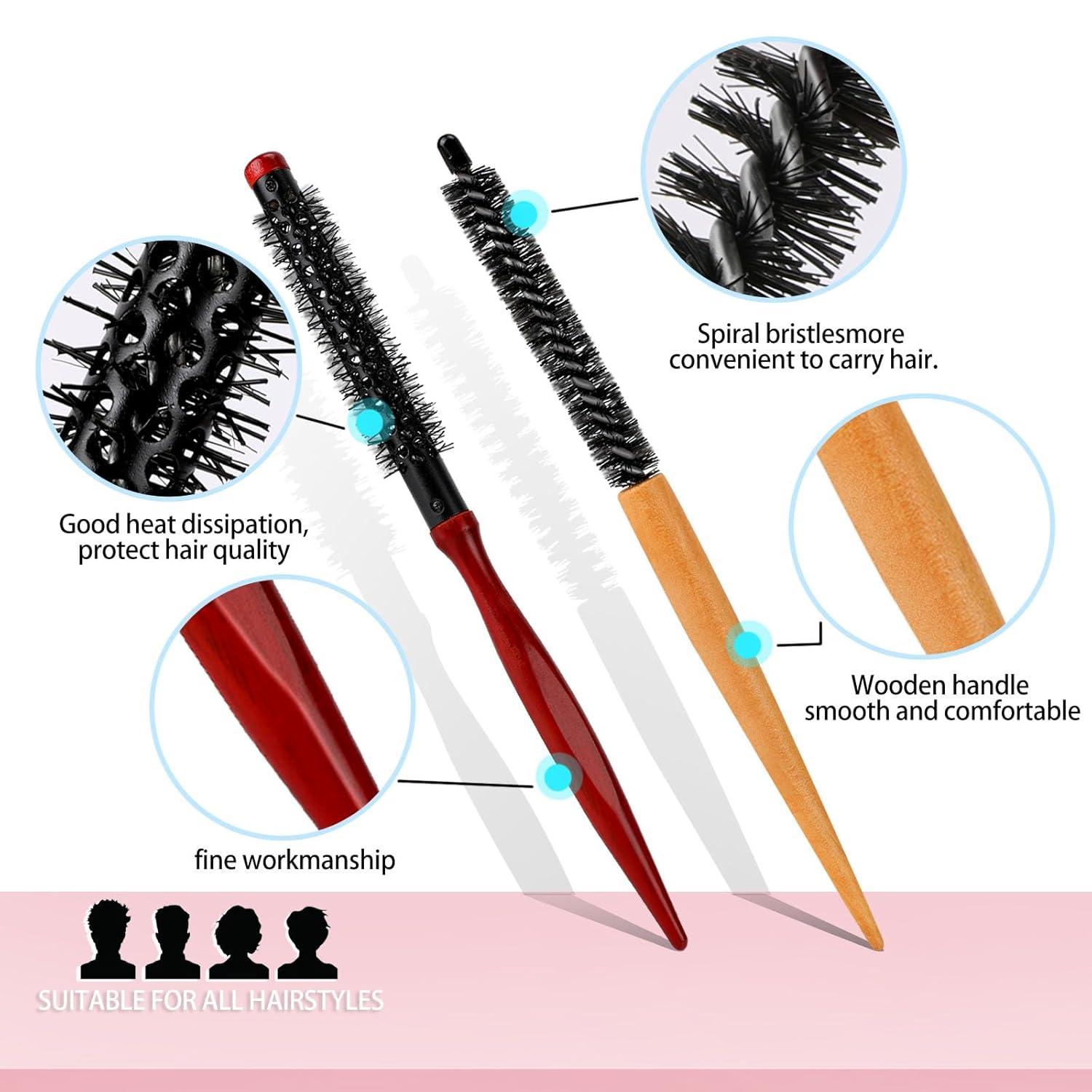 2er Set Professionelle Mini Rundbürsten für Haarstyling Locken Volumen 26cm