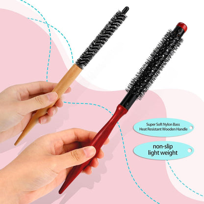 2er Set Professionelle Mini Rundhaarbürsten für Locken Föhnen Styling 26 cm