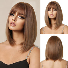 Bob Perücke mit Pony Braun Synthetisches Haar Cosplay Party Wear